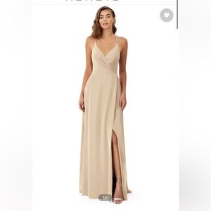 Size A2 (XS/S) - AZAZIE DAVIS - A-Line Chiffon Dress Champagne (already hemmed)